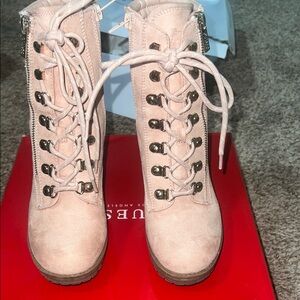Guess Women's Pink Lace-Up Rider Boots